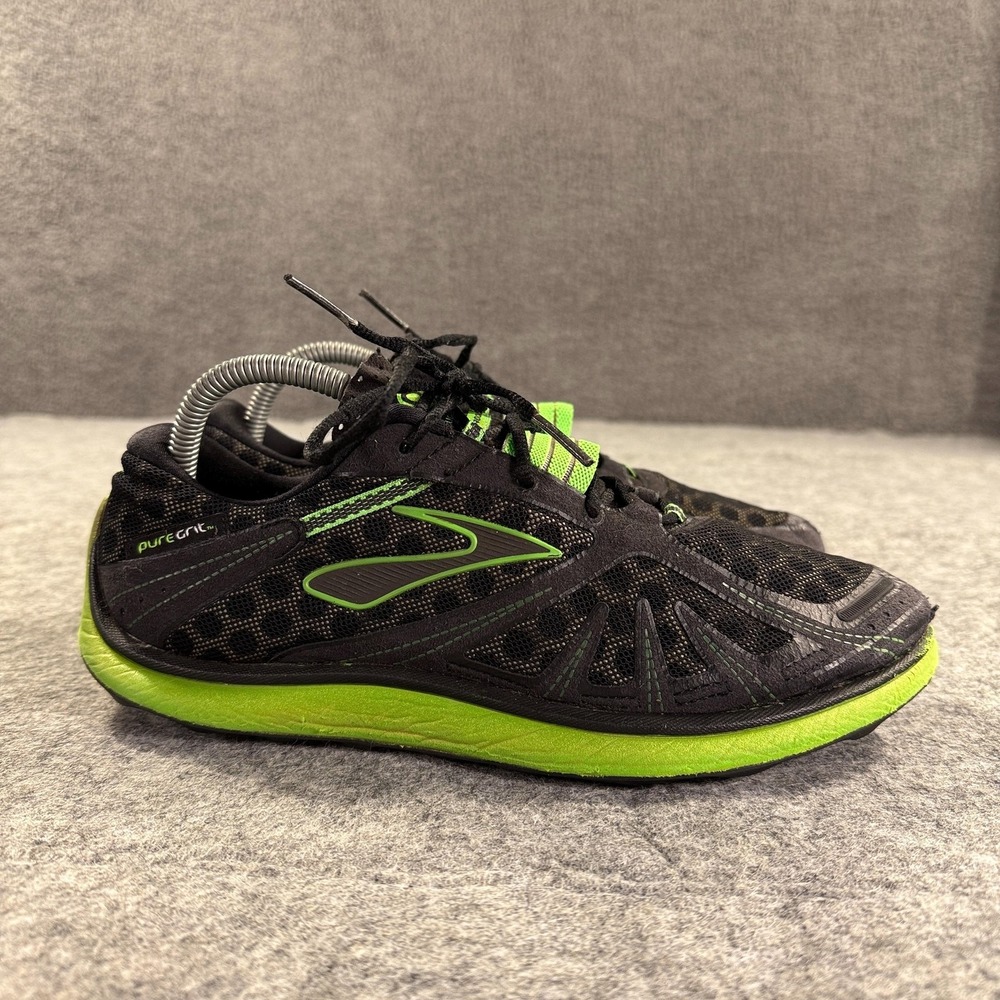 Brooks PureGrit Shoes Mens Size 8 Black Green Trail‎ Running Minimalist Athletic
